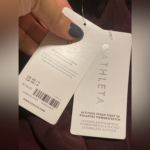 ATHLETA ALTITUDE STASH TIGHT IN POLARTEC POWER STRETCH // spiced Cabernet